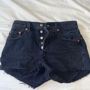 Levi Black 501 High Waisted Jean Shorts